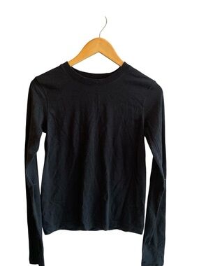 ATHLETA Black Ribbed Long Sleeve Top